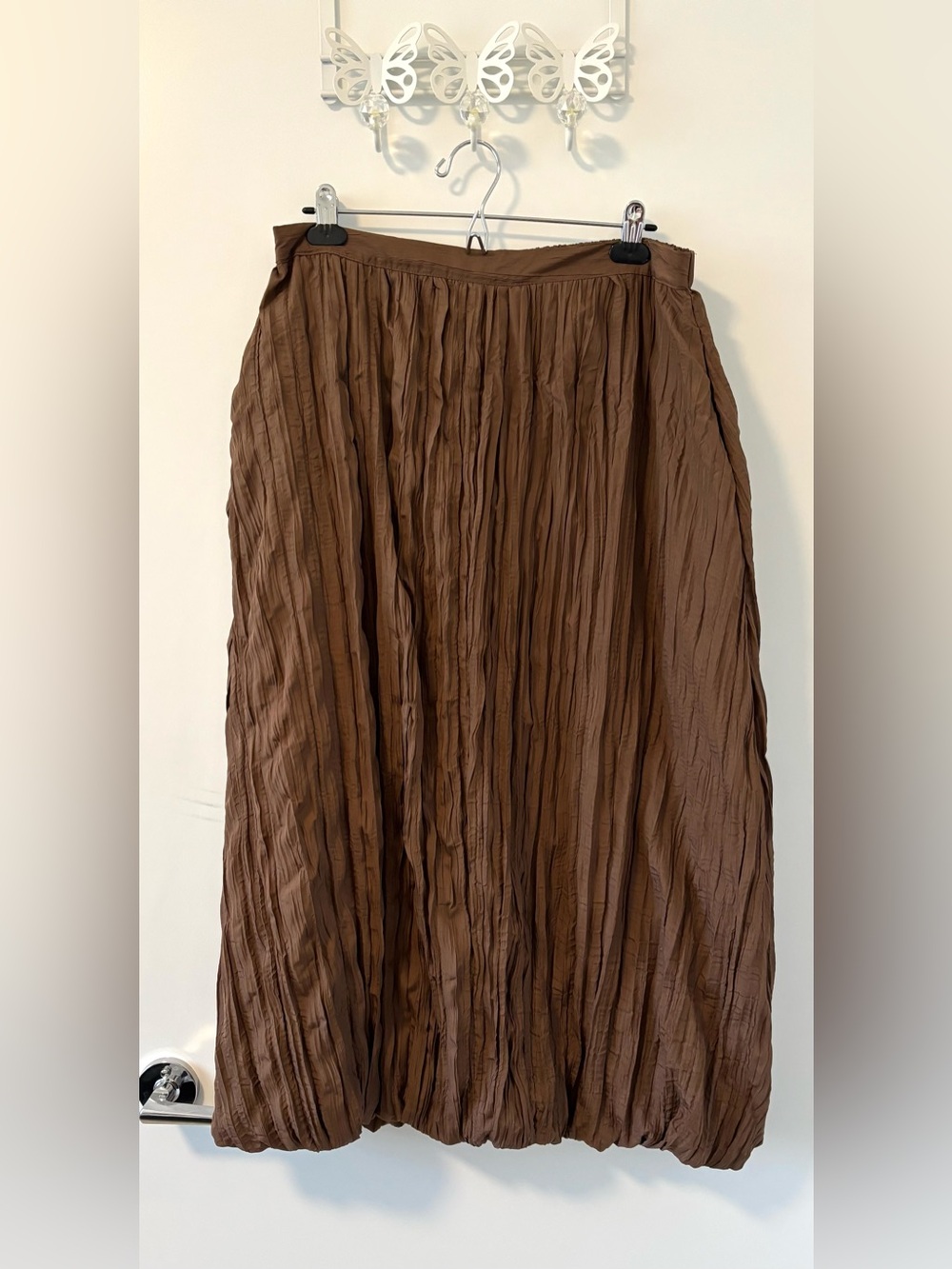 Zara brown bubble hem maxi skirt